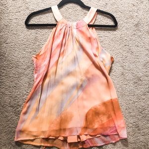 100% silk tie-dye tank blouse.